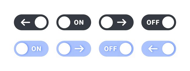 Iconos de conmutación Conmutadores con diferentes signos Elemento de conmutación para aplicaciones móviles Diseño web Animación Ilustración vectorial