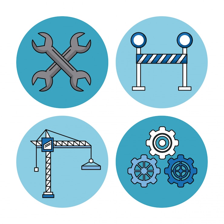 Vector iconos de construcción establecidos sobre fondo blanco