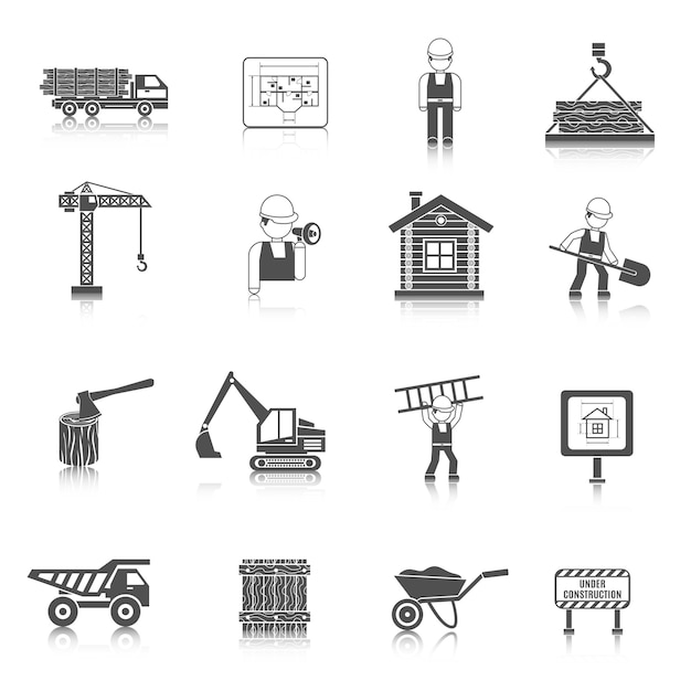 Iconos de construcción negro