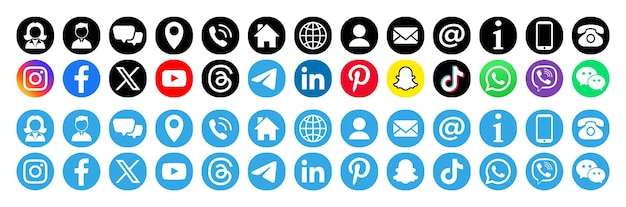 Vector iconos de contacto y logotipo de las redes sociales iconos web símbolos de contacto vector