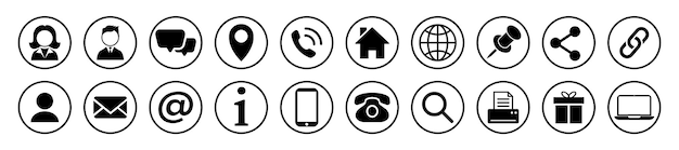 Iconos de contacto con nosotros Iconos web Símbolos de contacto Vector