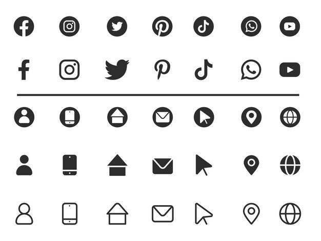 Iconos de contacto de las redes sociales