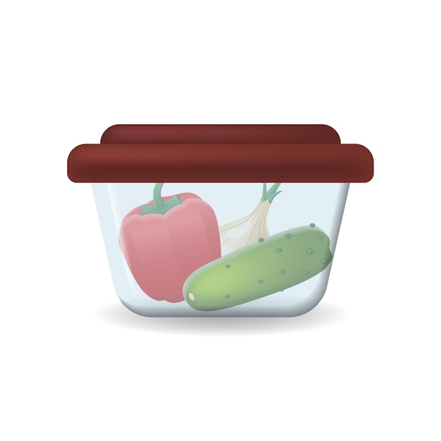 Iconos de contenedores de alimentos Ilustración 3D de la colección de mercado de alimentos Iconos creativos de alimentos Icons 3D para plantillas de diseño web Infografías y más
