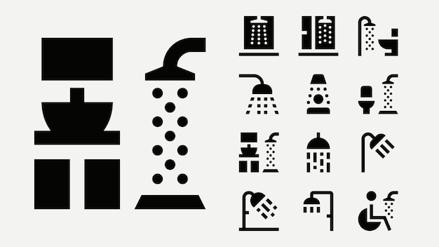 Iconos de contorno de ducha