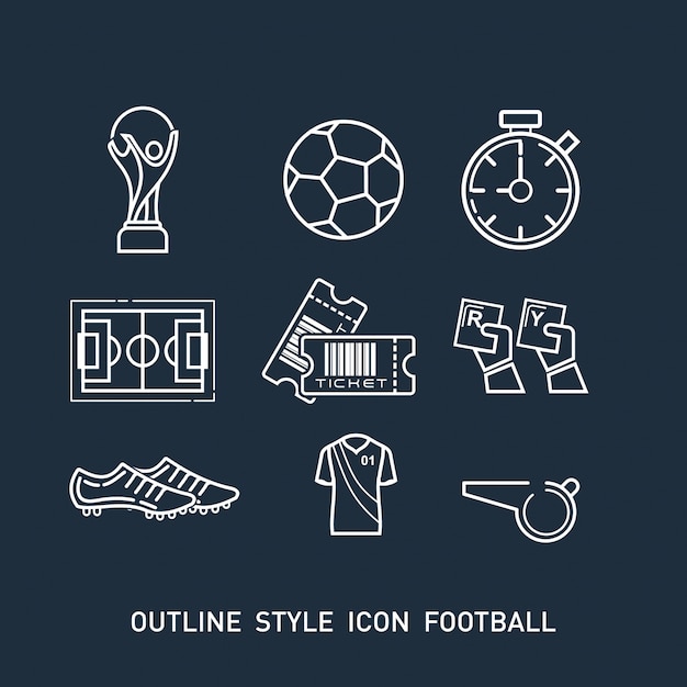 Vector iconos de contorno fútbol