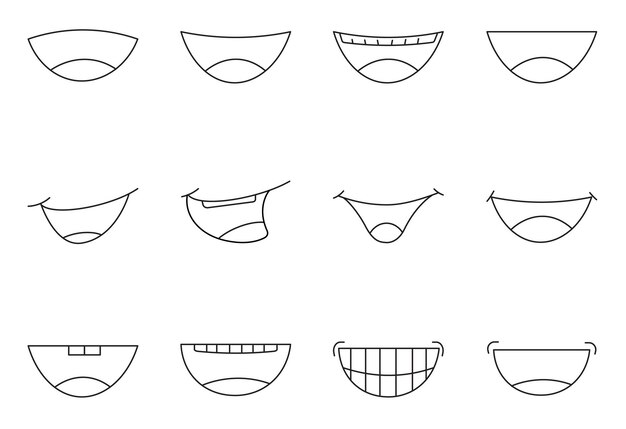 iconos de contorno de risa y sonrisa colocados en un fondo blanco