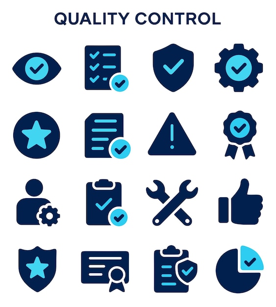 Iconos de control de calidad Conjunto de listas de control Símbolos de inspección y verificación