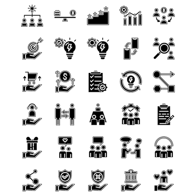 Iconos cooperativos en estilo glifo