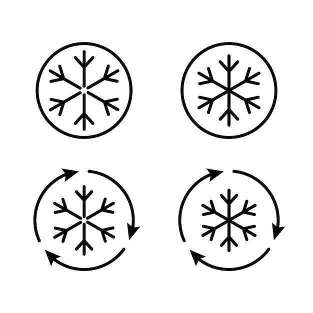 Iconos de copos de nieve para el control del frío o la temperatura Iconos planos de congelación