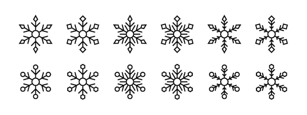 Iconos de copos de nieve Iconos de nieve Plantilla de copos de nieve Icono de escarcha Copos de nieve aislados Cristal de nieve Cristal de hielo Gráfico vectorial
