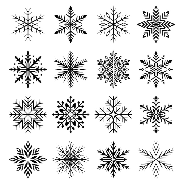 Vector iconos de copos de nieve