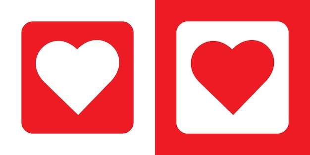 Iconos de corazón rojo y blanco vectorial
