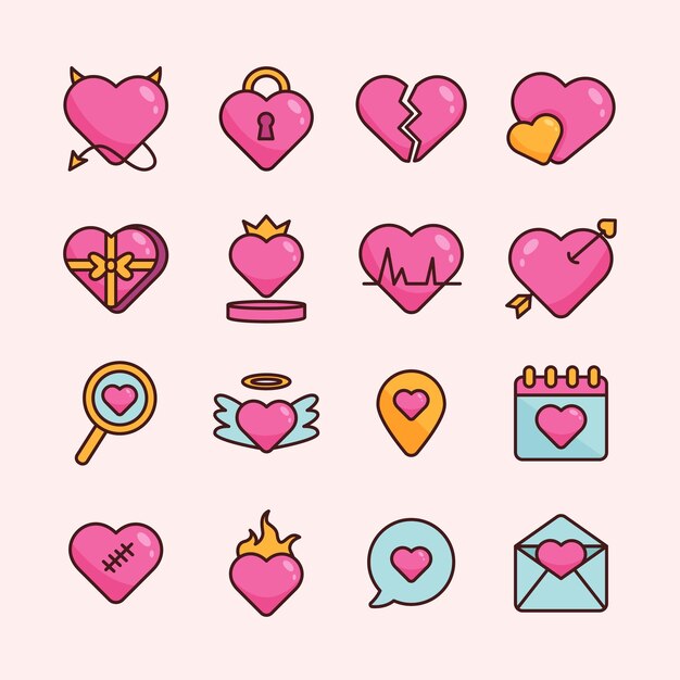 Iconos de corazones para el Día de San Valentín
