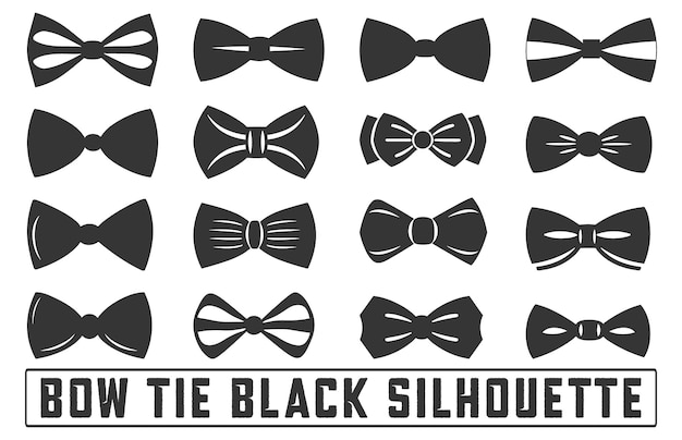 Iconos de corbata de arco Establezca la silueta de la corbeta de arco en un fondo blanco vector aislado Corbata de Arco Bundle Silhueta