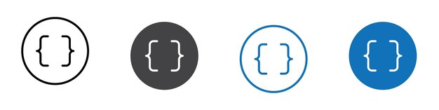 Iconos de corchetes aislados en un conjunto de vectores de fondo blanco