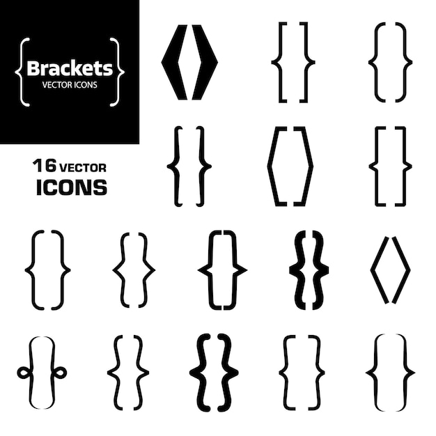 Iconos de corchetes Fronteras de corchetas Fronteras establecidas en corchetes Marco de citas