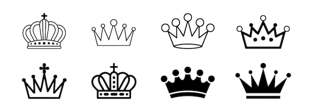 Iconos de la Corona Real Rey Reina y Conjunto de Símbolos de Premios