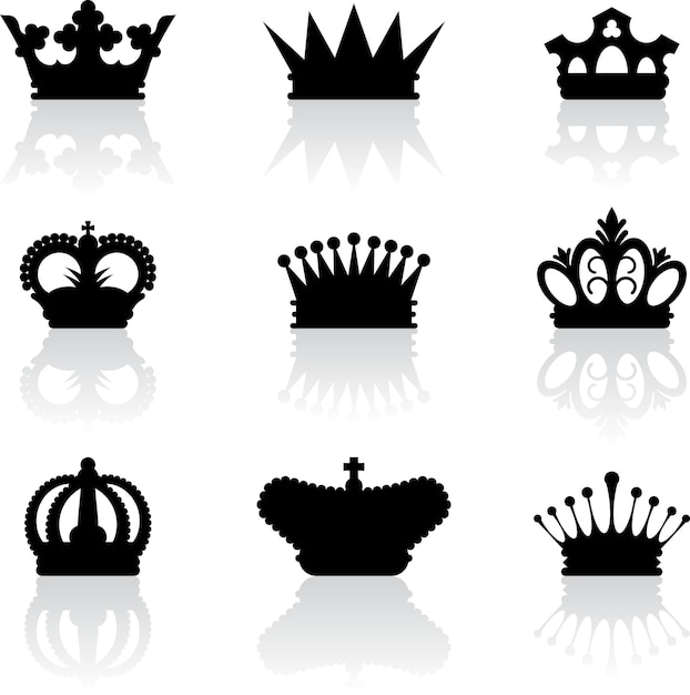 Vector iconos de la corona del rey