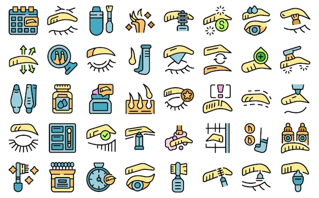 Iconos de corrección de cejas establecer vector plano