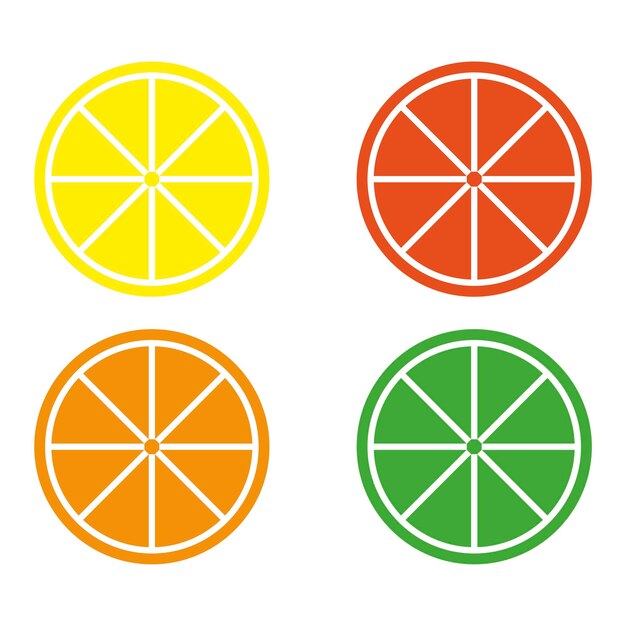 Iconos de corte de limón naranja Vector ilustración stock imagen E