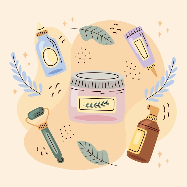 Vector iconos de cosméticos coreanos