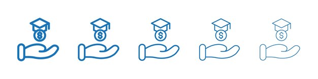 Iconos de costo de la educación Colección de símbolos Conjunto delgado
