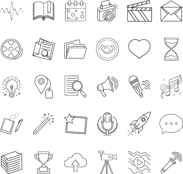 Iconos de creación de contenidos Herramientas de producción y colaboración de medios