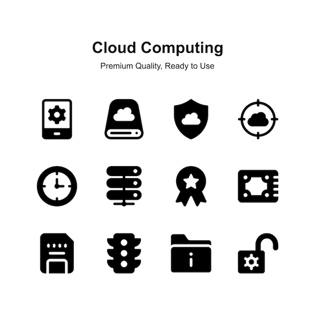 Iconos creativos bien diseñados de la computación en la nube en estilo moderno