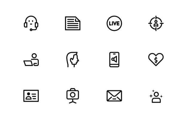 Iconos creativos de blogueo Esbozo y diseños llenos para blogs, sitios web y contenido de redes sociales