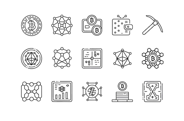 Iconos de criptomoneda y blockchain