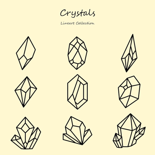 Iconos de cristal editables Colección de líneas de estilo de joyas de diamantes y piedras preciosas