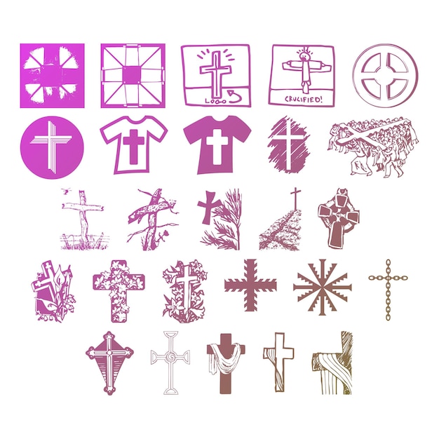 Vector iconos cristianos conjunto de elementos efecto gradiente foto jpg conjunto vectorial