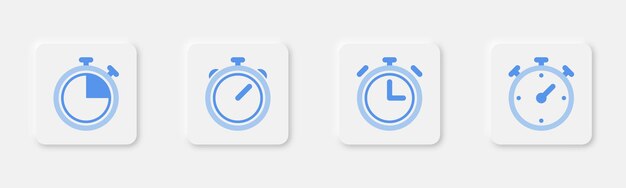 Iconos de cronómetro configurados Símbolo de temporizador en plano Icono de cronómetro de contorno Pictograma de alarma
