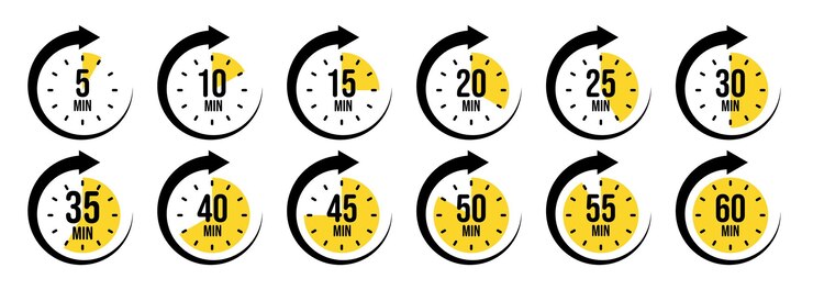 Vector iconos de cronómetro con flecha del puntero cronometro de colores contador de tiempo con hora de cuenta atrás del dial