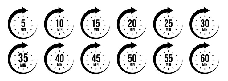 Vector iconos de cronómetro con puntero flecha cronómetro contador de tiempo con reloj de cuenta atrás horas y