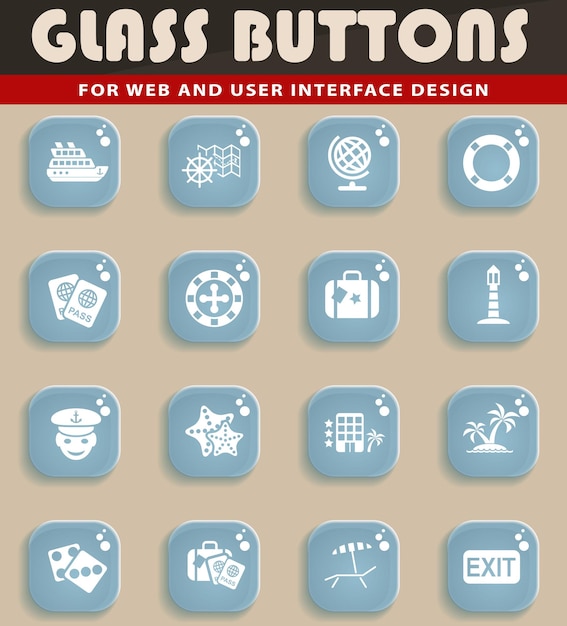 Iconos de crucero en botones de cristal