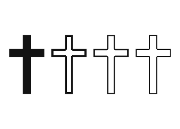 Vector iconos de cruz cristiana ilustración vectorial aislada en fondo blanco eps 10