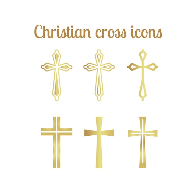 Iconos de la cruz cristiana de oro