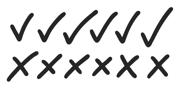 Iconos de cuadros y cruces en negro