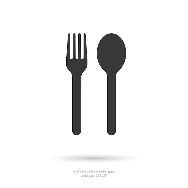 Iconos de cubiertos, cuchara y tenedor Vector de iconos de comida, restaurante, bar, cafetería, concepto de comida en el hotel