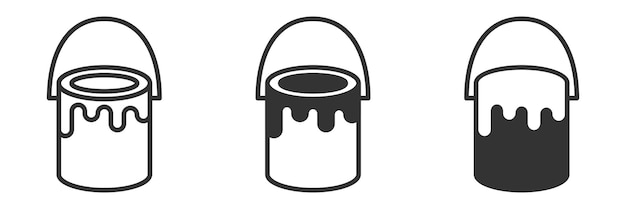Iconos de cubo de pintura con pintura goteante en diferentes estilos Ideales para renovaciones DIY y temas artísticos Ilustración vectorial