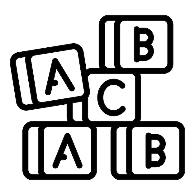 Iconos de cubos de juguete contorno vector bloque de cubos juego de bebé