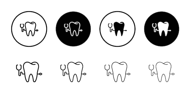 Iconos de cuidado dental Conjunto de ilustraciones de líneas delgadas