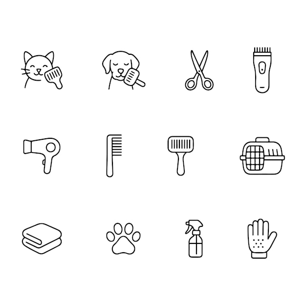 Iconos de cuidado de mascotas