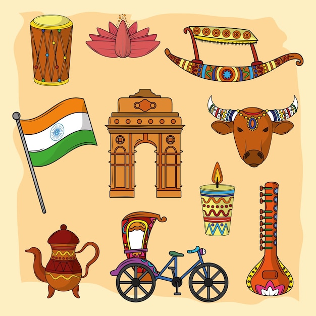 Vector iconos de la cultura de la india