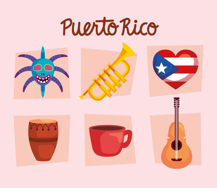 Vector iconos de la cultura de puerto rico