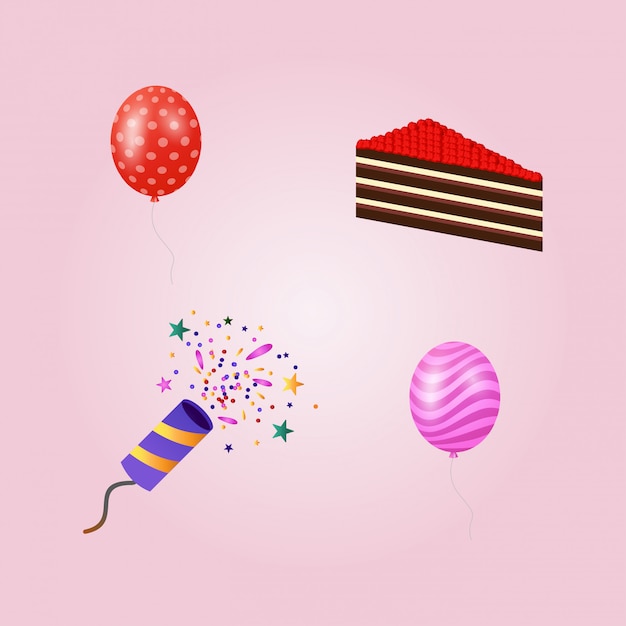 Iconos de cumpleaños set vector