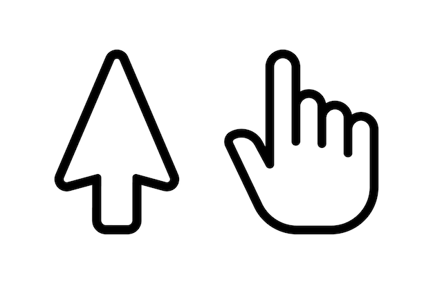 Iconos del cursor Descripción de las flechas y los cursores de los dedos Diseño de toques Iconos vectoriales