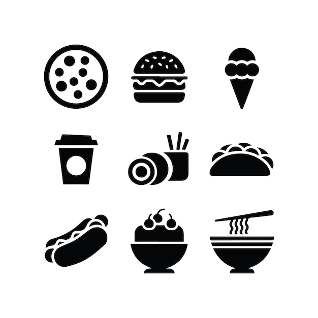 Los íconos de la deliciosa comida rápida