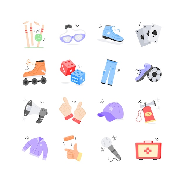 Iconos de deportes y competiciones bien diseñados dibujados a mano